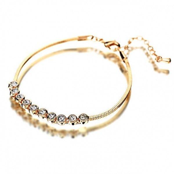 スワロフスキー エレメント ブレスレット K18 18金GP 18k : カスピー