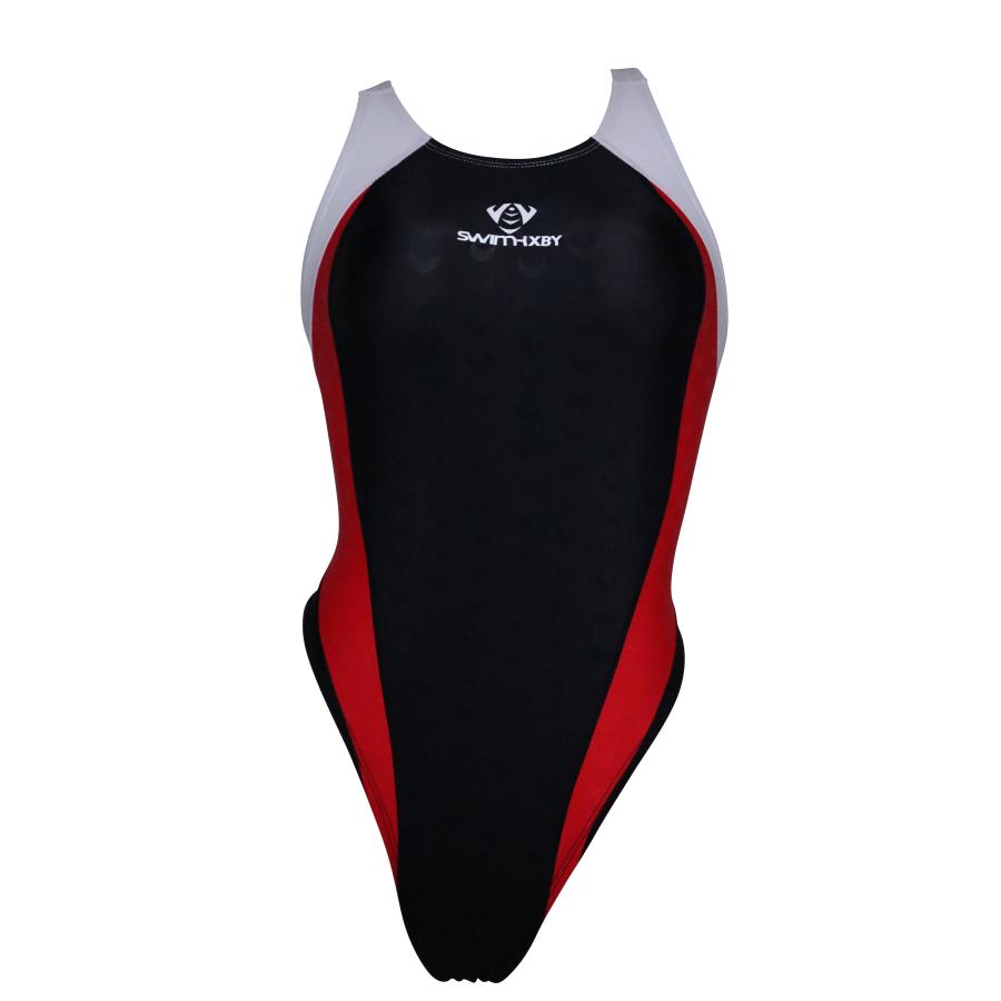 SWIMHXBY] 競泳水着 レディース ガールズ 282 ハイレグモデル 黒赤白