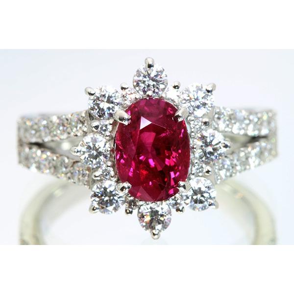 ルビー リング/指輪 2.09ct プラチナ900 PT900 濃厚レッド 力強い赤