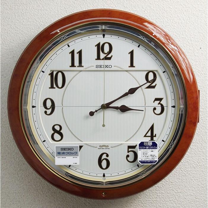 セイコー からくり時計 電波掛け時計 ウエーブシンフォニー 茶マーブル