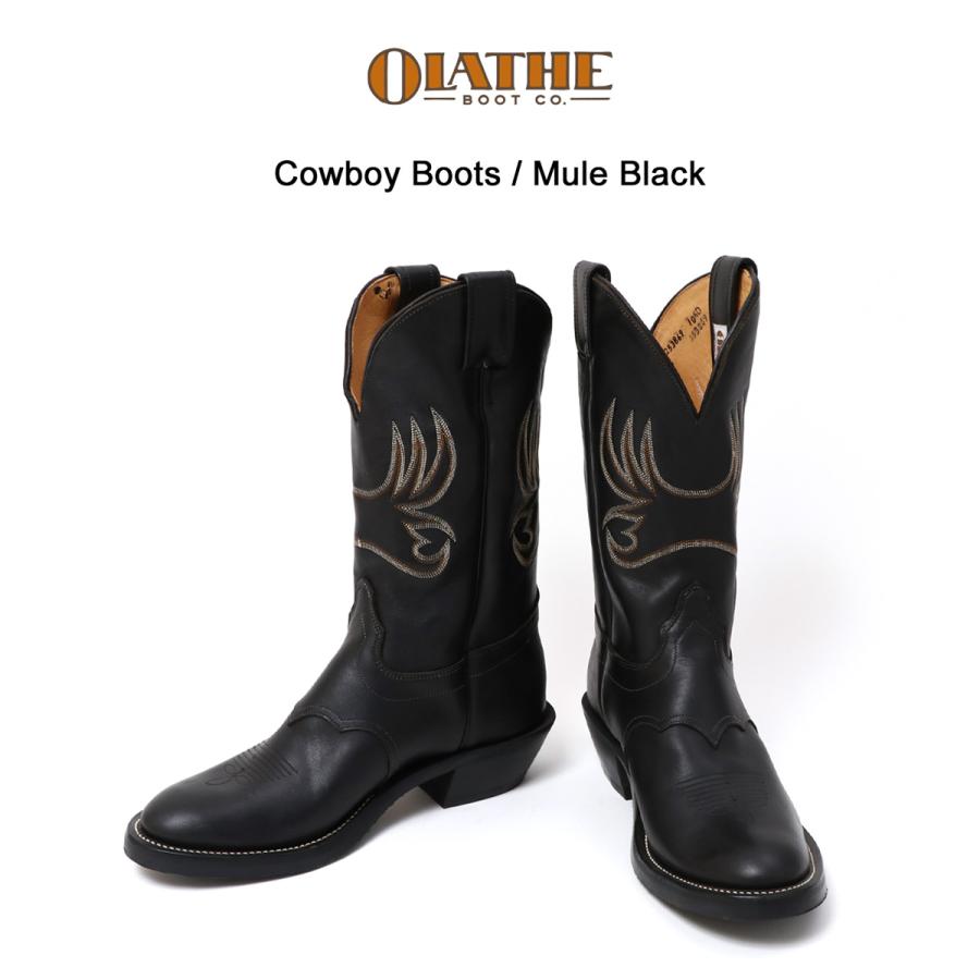 OLATHE BOOT オレイサ Cowboy Boots Mule Blackカウボーイブーツ