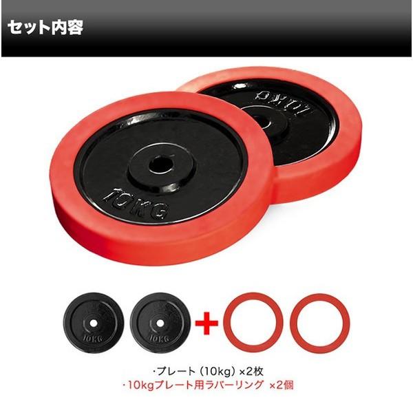 バーベル 用 プレート 10kg 2個セット ブラックアイアン + ラバー