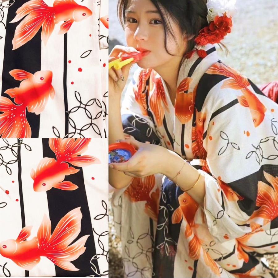浴衣 金魚 セット レディース 大人 金魚柄 赤金魚 大きサイズ 七宝