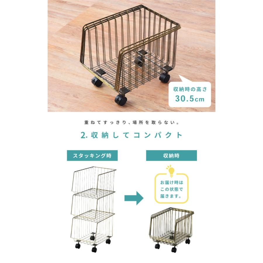 東谷 ランドリーラック ランドリー収納 ワゴン 3段 キャスター付き