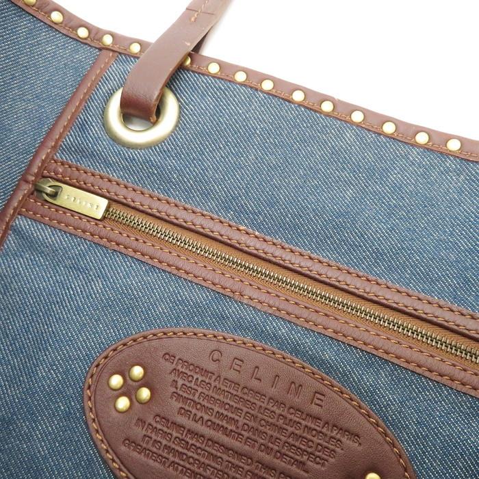 CELINE（セリーヌ） マカダム柄 トートバッグ デニム/レザー ネイビー