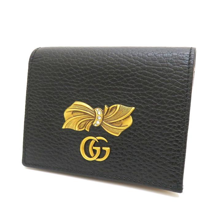 GUCCI（グッチ） GGマーモント 524289 リボン 二つ折り財布/ボウレザー