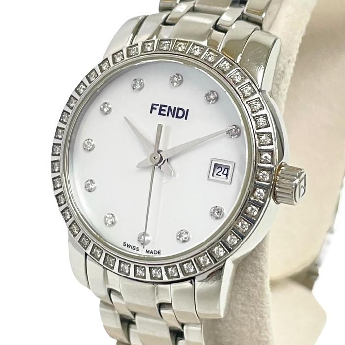 FENDI クアドロ 12Pダイヤ ウォッチ レディース 腕時計 電池交換済み