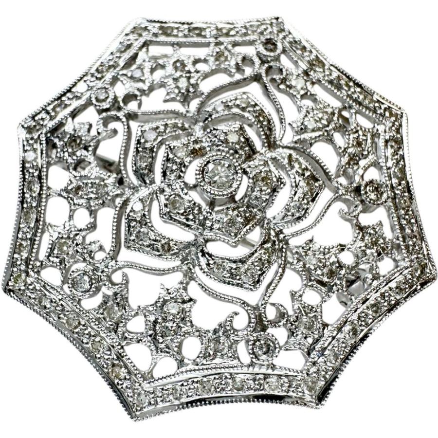 フラワーモチーフ ダイヤモンド 0.57ct ブローチ K18WGホワイト