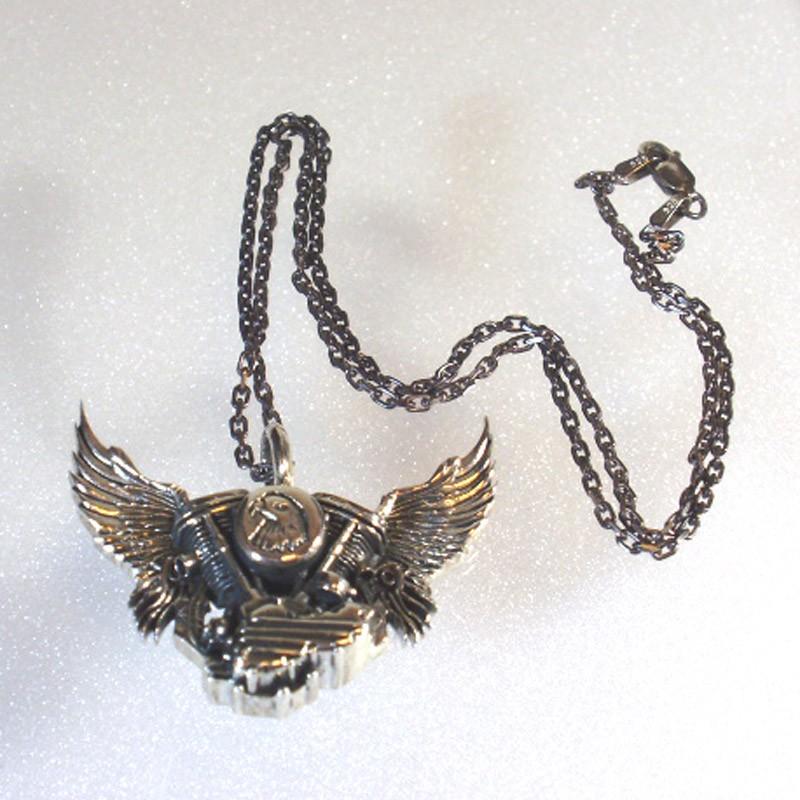 バイカーネックレス Silver925 バイクエンジン パンヘッドデザイン