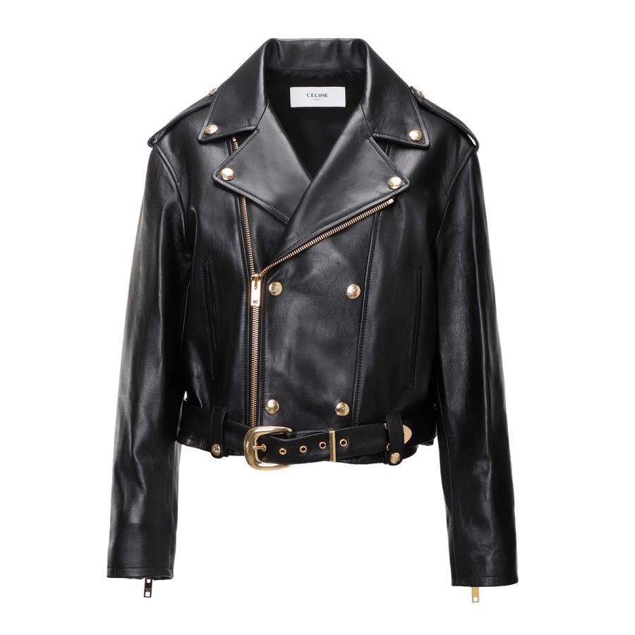 CELINE（セリーヌ） レザージャケット バイカージャケット ブラック