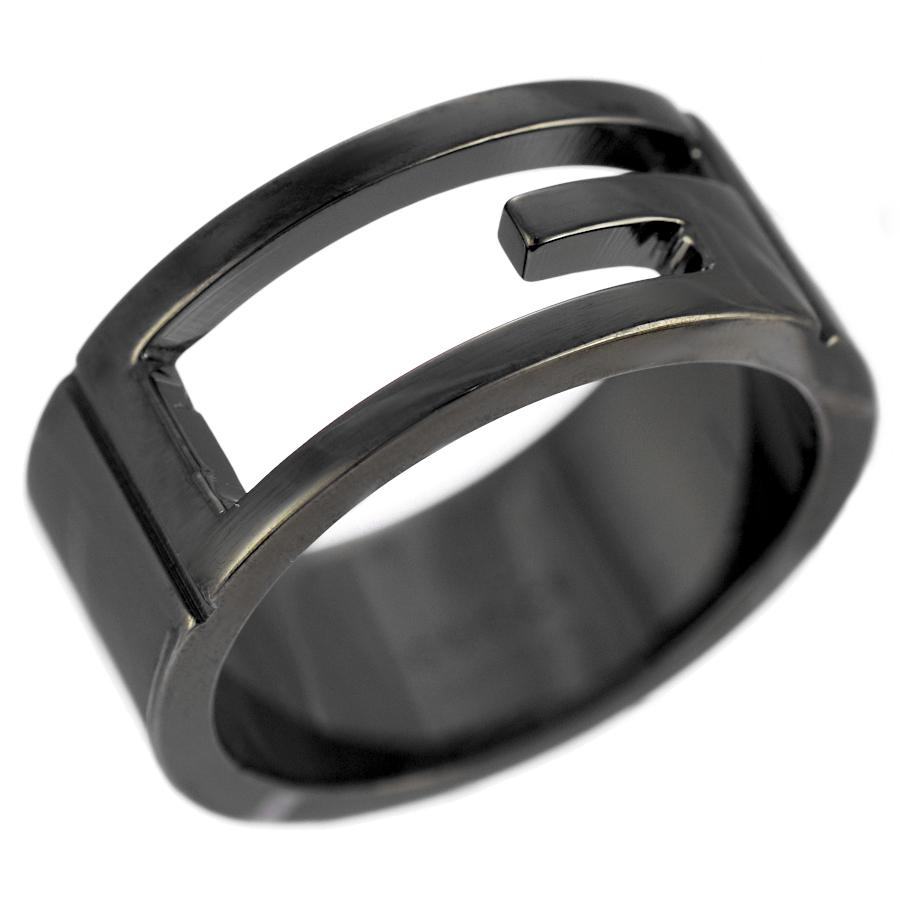 GUCCI（グッチ） 新品同様 ブランデッドG リング 指輪 ブラック