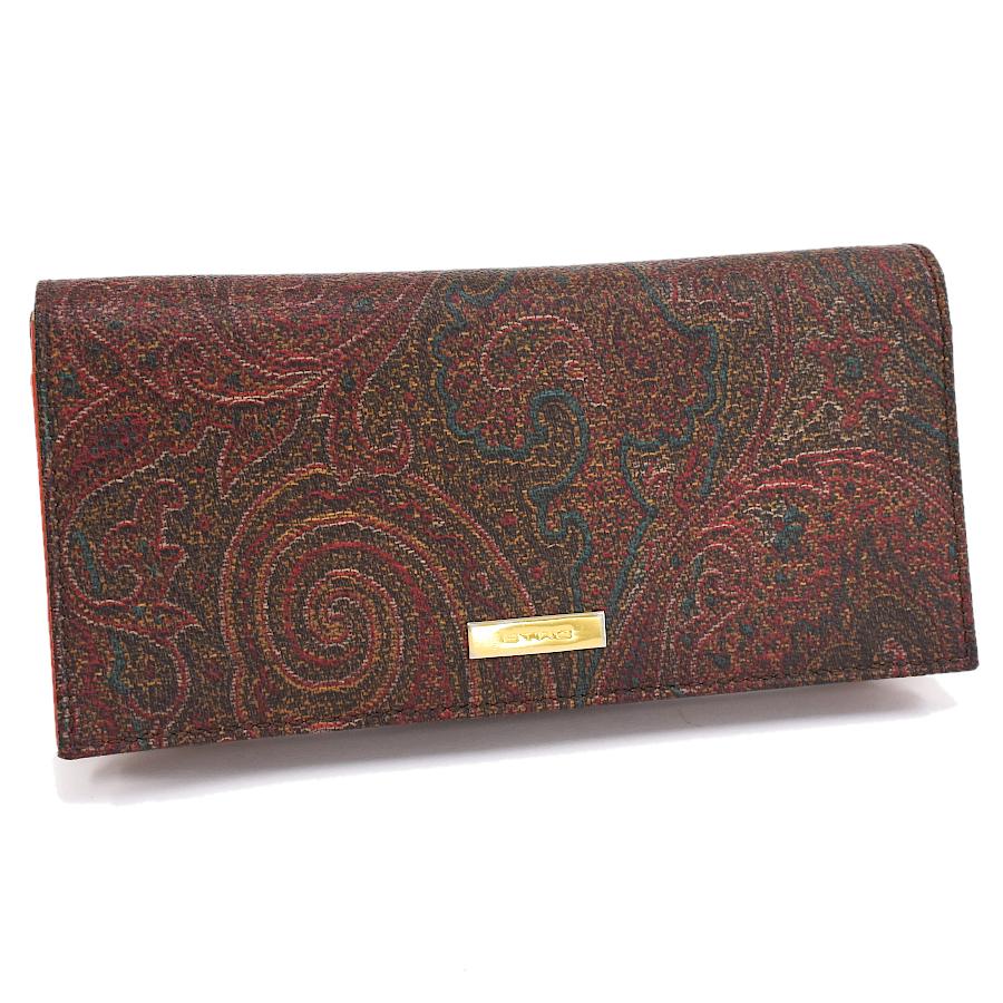 ETRO（エトロ） 1点限定 長財布 ペイズリー レザー ブラウン マルチ
