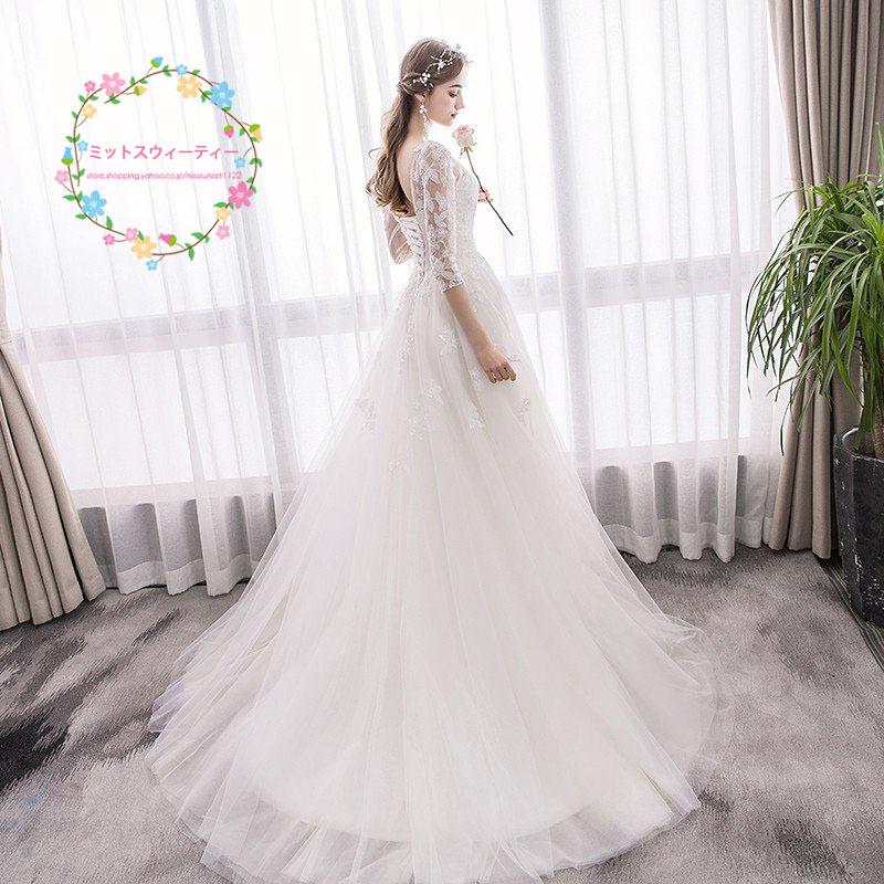 ウエディングドレス aライン 白 レース ウェディングドレス 花嫁 安い