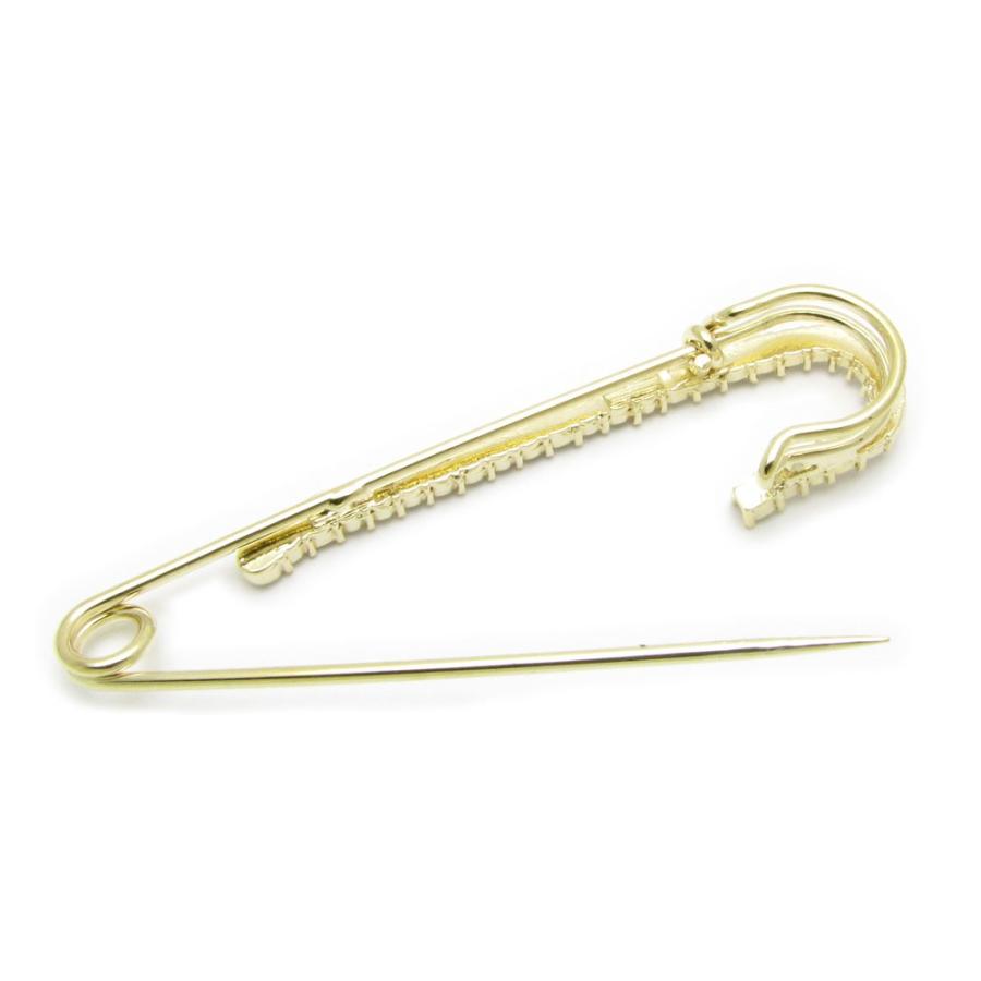 ブローチ 安全ピン ピンブローチ ラインストーン ゴールドカラー