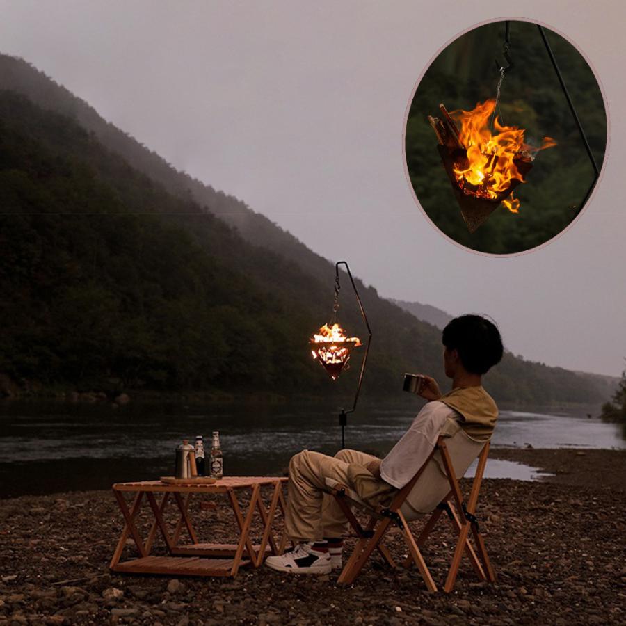 焚き火台 吊り下げ 折りたたみ式 鹿の切り絵仕様 ステンレス鋼