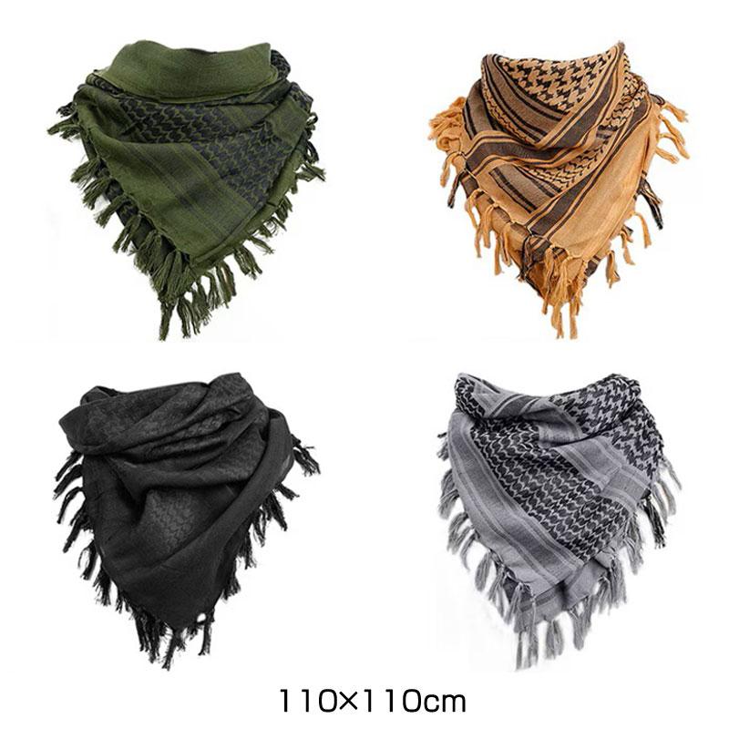 アフガンストール シュマグ アラブストール マフラー 110cm GY BK OD