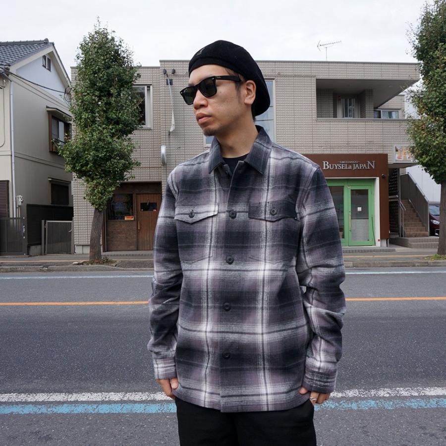 HUF（ハフ） チェック ネルシャツ JOHN BDU L/S WOVEN SHIRT グレー