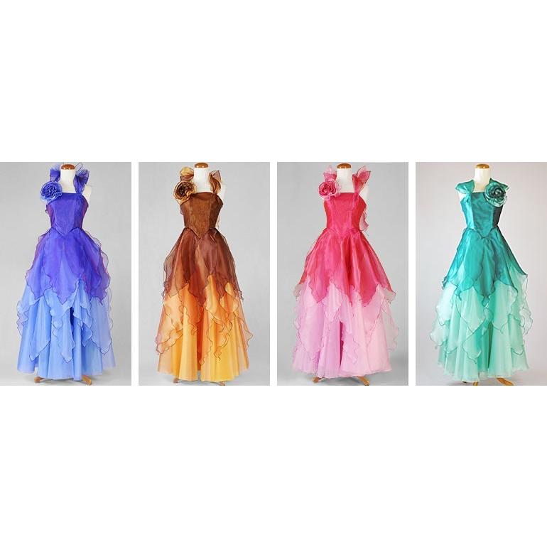 ステージドレス 青 黄 緑 赤 ホルターネック オーガンジーのドレス