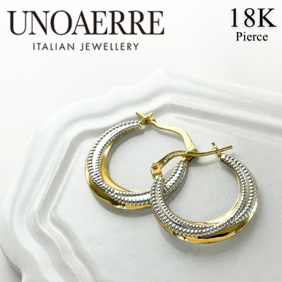 UNOAERRE（ウノアエレ） 18金 ピアス K18 18K フープピアス レディース