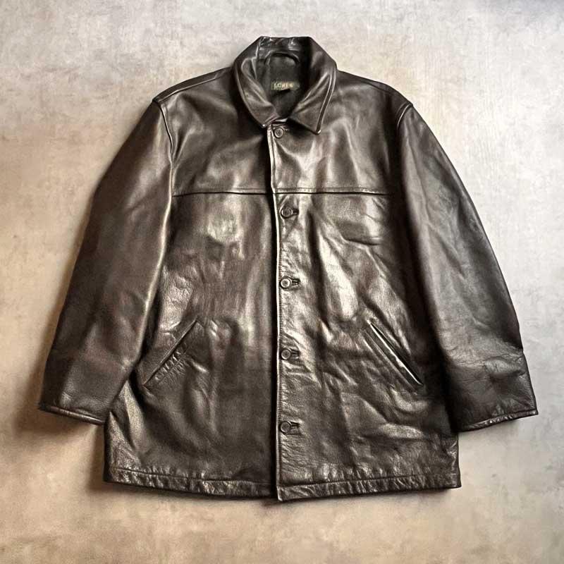 J.CREW（ジェイクルー） 90'S J.CREW Leather Car Coat BROWN/L 90年代