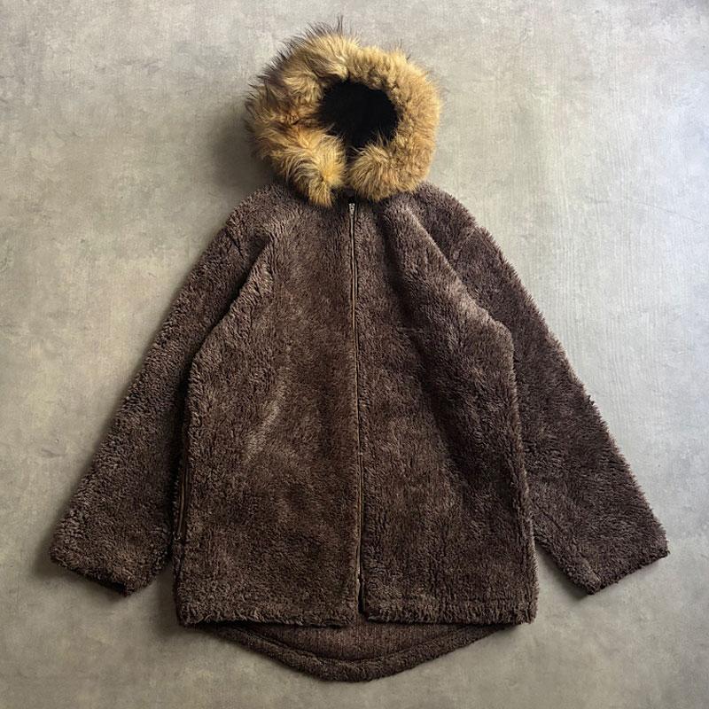 60'S FRANCONIA Fake Fur Hooded Zip Jacket S/BROWN 60年代 フェイク