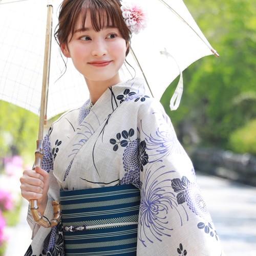 浴衣 レディース セット レトロ 高級変わり織り綿麻浴衣3点セット