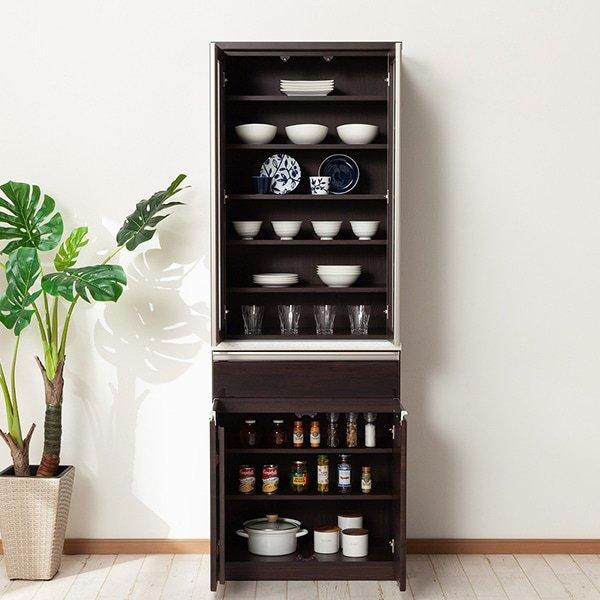 ニトリ（NITORI） 幅70cm 食器棚(アルミナ2 70DBDBR) ニトリ期間限定