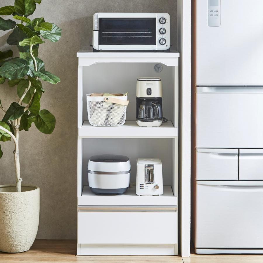 ニトリ（NITORI） 鏡面仕様レンジ台（幅60cmcm WH）食器棚 カップ