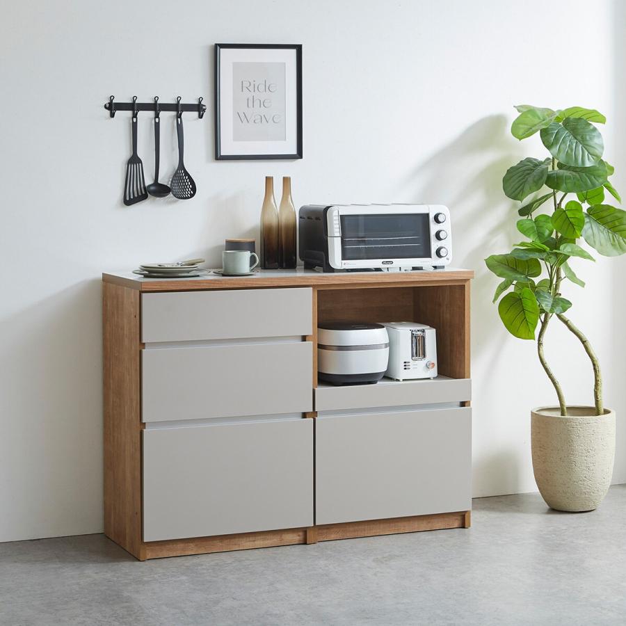 ニトリ（NITORI） キッチン収納カウンター (幅120cm 引き出し+オープン