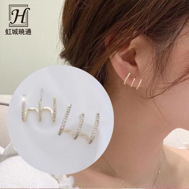 3連ピアス アクセサリー イヤーカフ風 可愛い シルバー925 シンプル