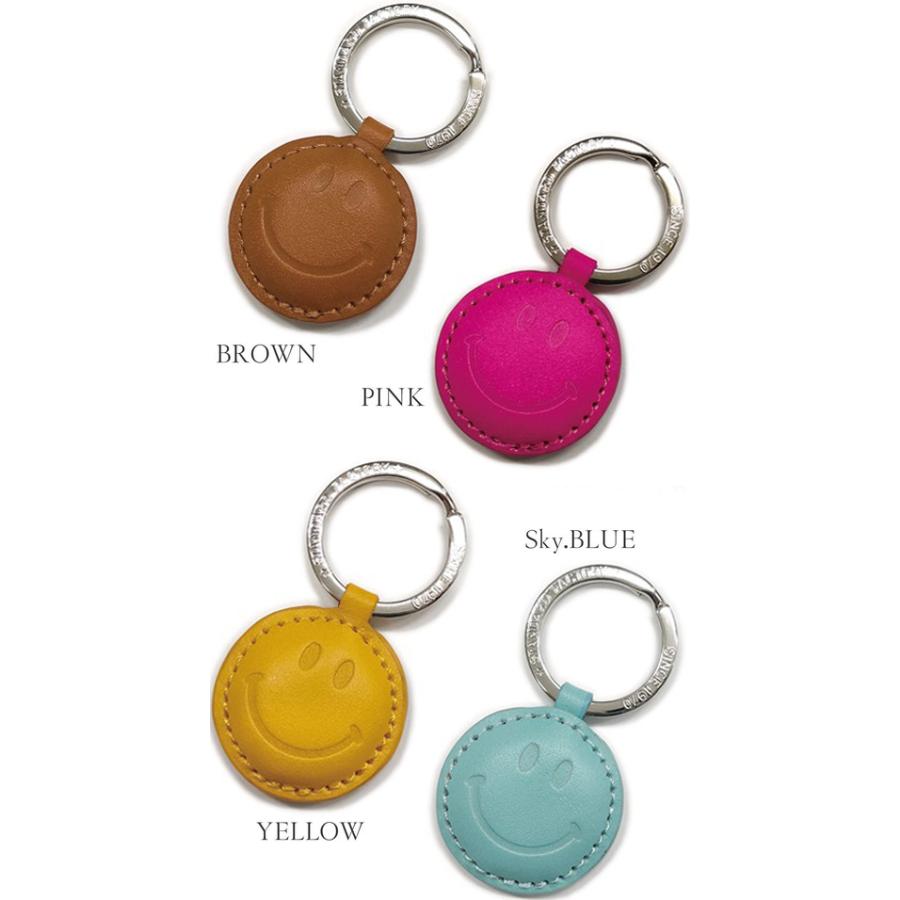 YBB1125 本革ドーム形状スマイルレザーキーホルダー, ゴールドスマイル