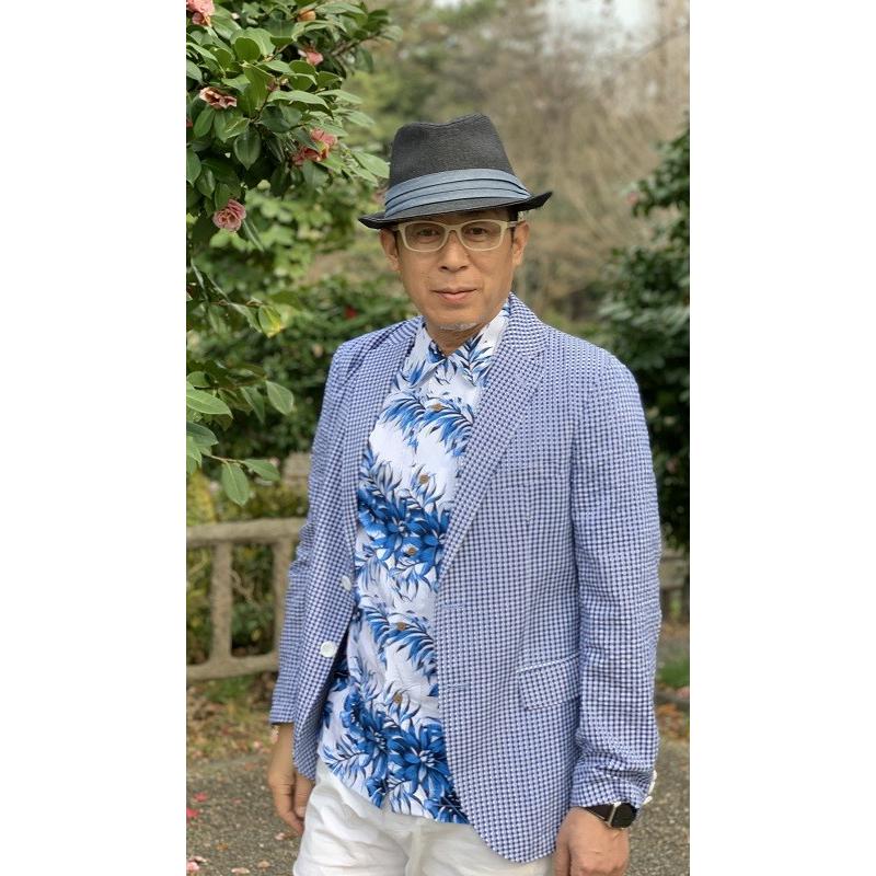 メンズ春夏シングルジャケット ギンガムチェック ブルー 40代 50代