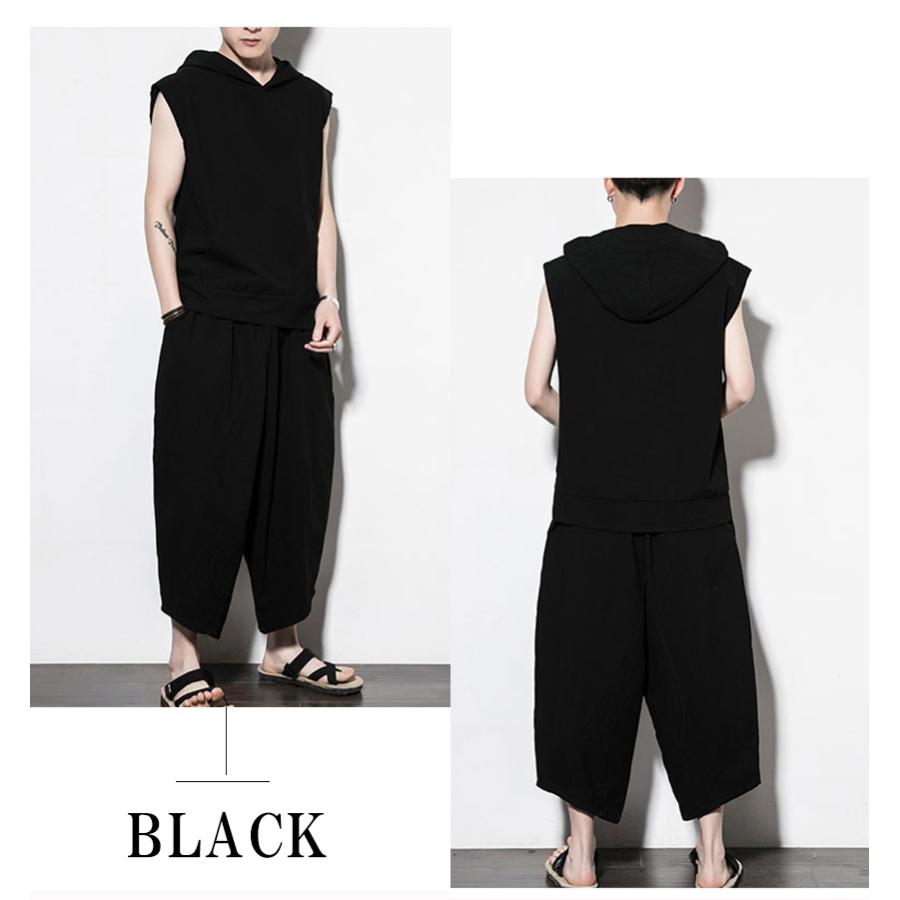 セール セットアップ 綿麻 リネン 上下セット メンズ パーカー プル