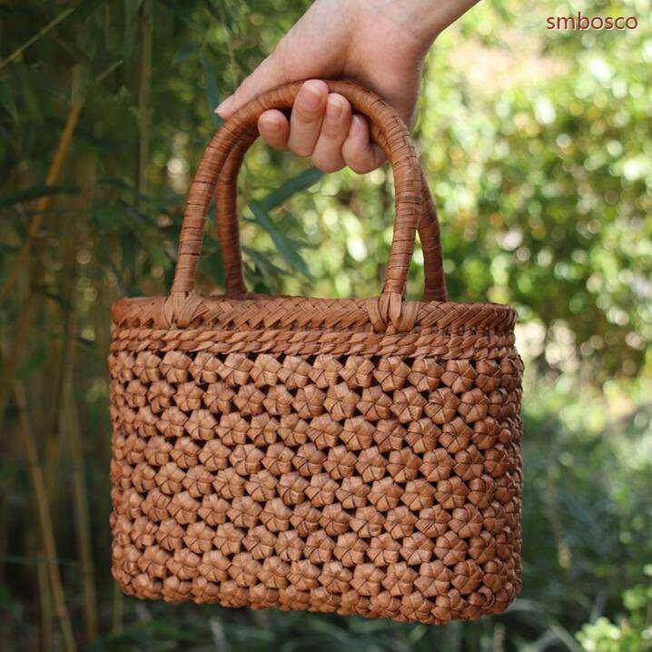 最高級 純手工 山葡萄かごバッグ お洒落 花編みやまぶどう籠 女性用