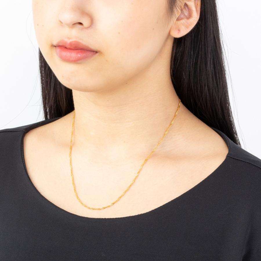 18金 メッキ スクリュー チェーン ネックレス 45cm 18KGP イエロー