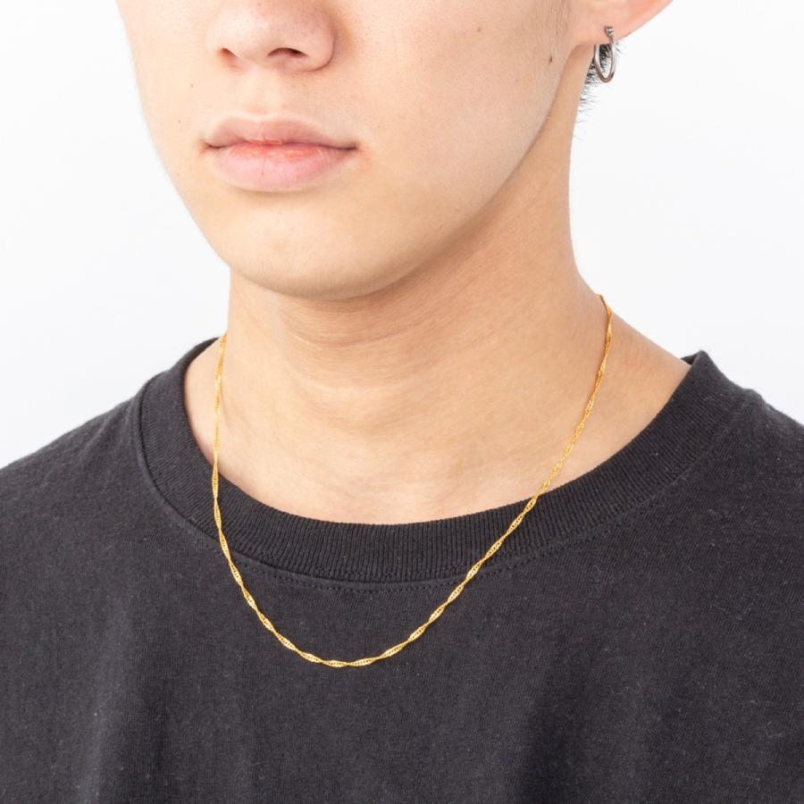 18金 メッキ スクリュー チェーン ネックレス 45cm 18KGP イエロー