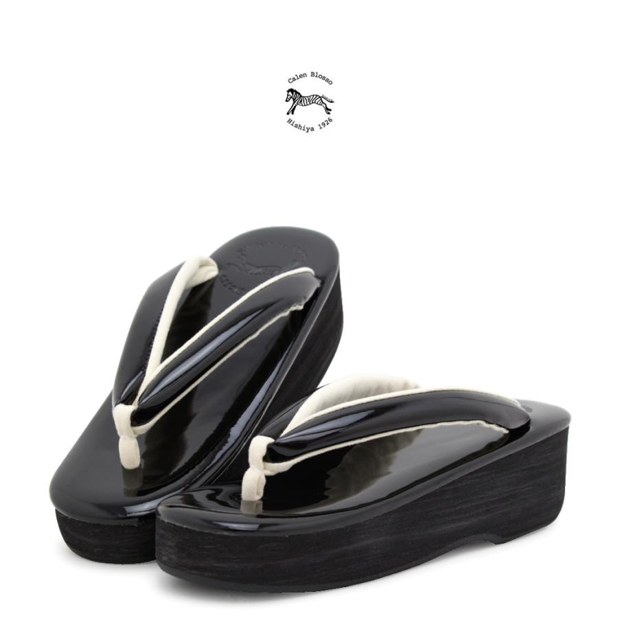 鼻緒黒 菱屋謹製 カレンブロッソ オクタゴン35 CAFE ZORI（Lサイズ