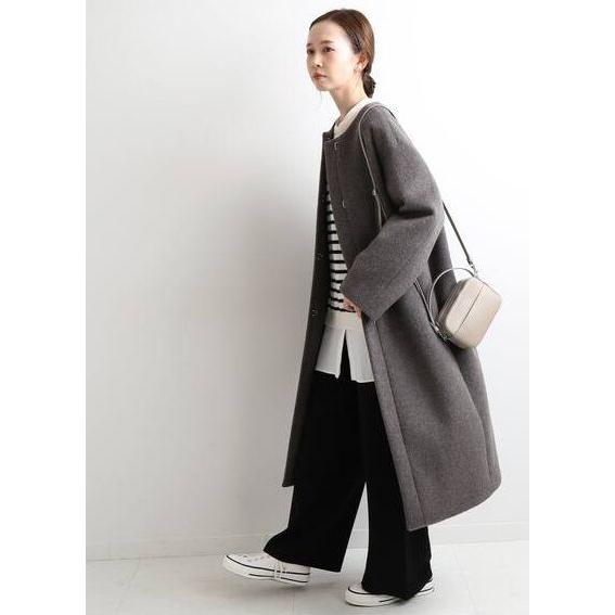 IENA（イエナ） ラムウールノーカラーロングコート 2020AW グレー