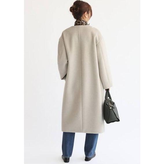 IENA（イエナ） ラムウールノーカラーロングコート 2020AW グレー