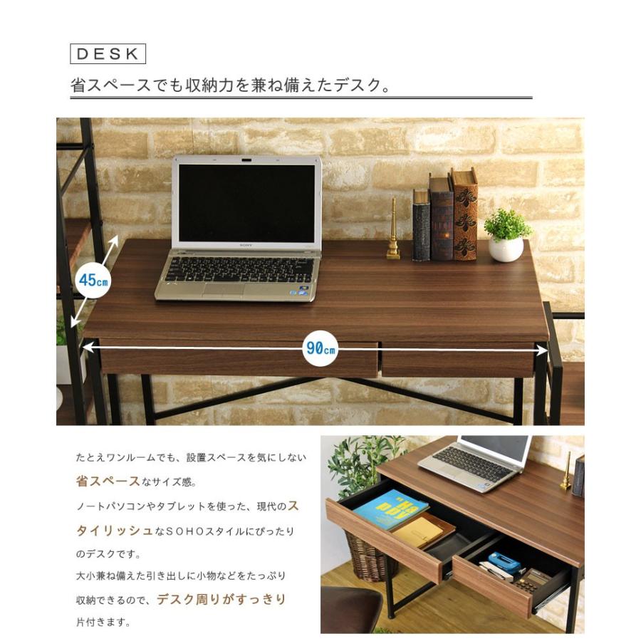 パソコンデスク デスク pcデスク ワークデスク 書斎机 90cm幅 奥行き45