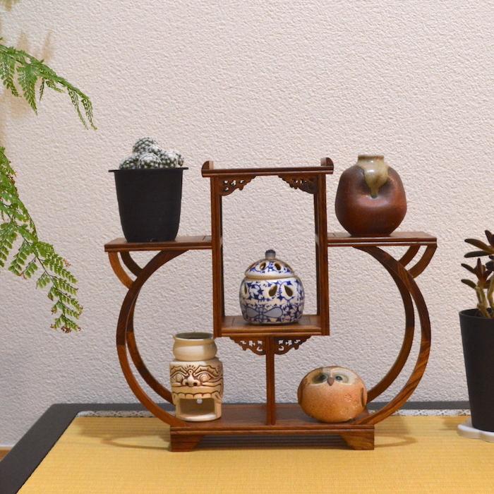 珍品棚 飾り棚 小棚 木製 シェルフ 収納ラック 茶器 花器 オブジェ
