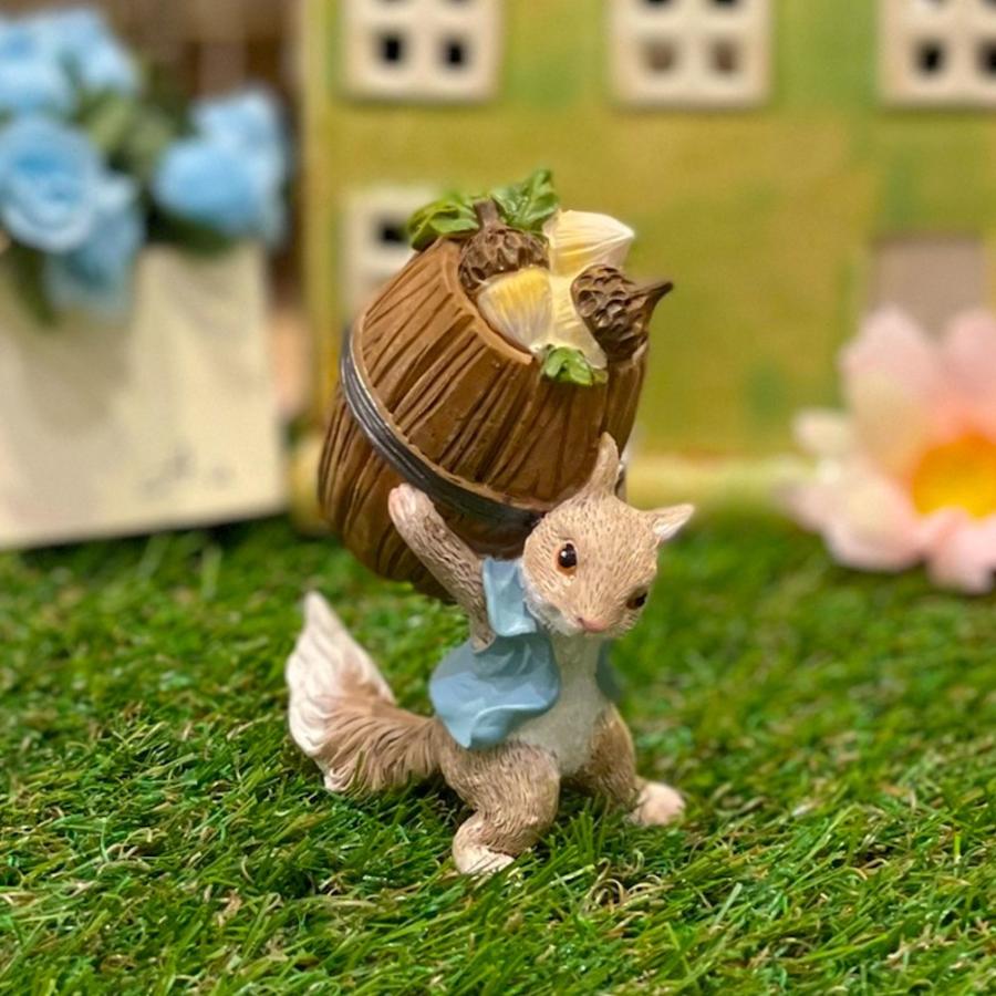 リス レトロ アンティーク風 昭和レトロ 置物 樽かつぎ 力持ち