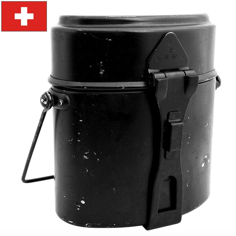 スイス軍 アルミ 飯盒 3ピース ブラック USED EE827NN 飯ごう はんごう