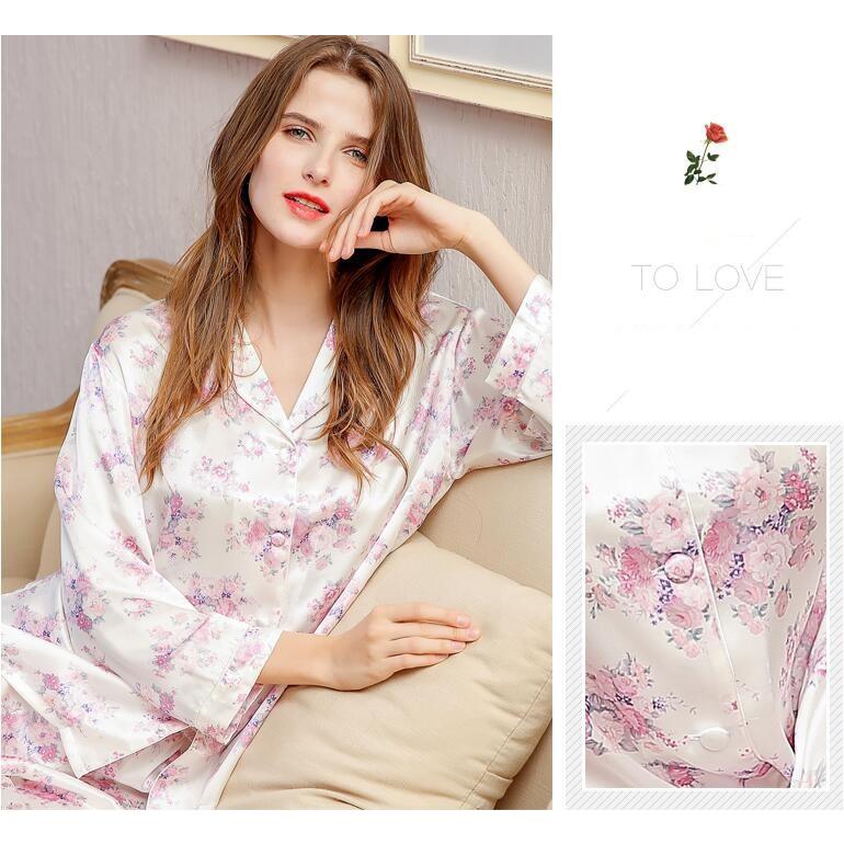 シルクパジャマ レディースパジャマ シルク100%パジャマ 繻子織り