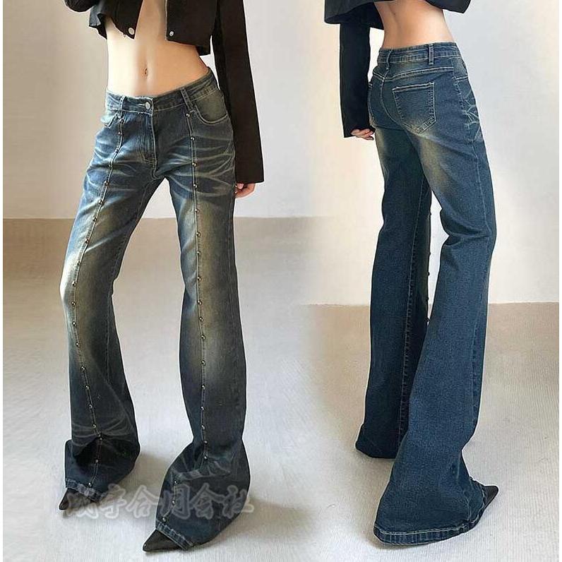 ローライズ デニムパンツ レディース デニムワイドパンツ スキニー