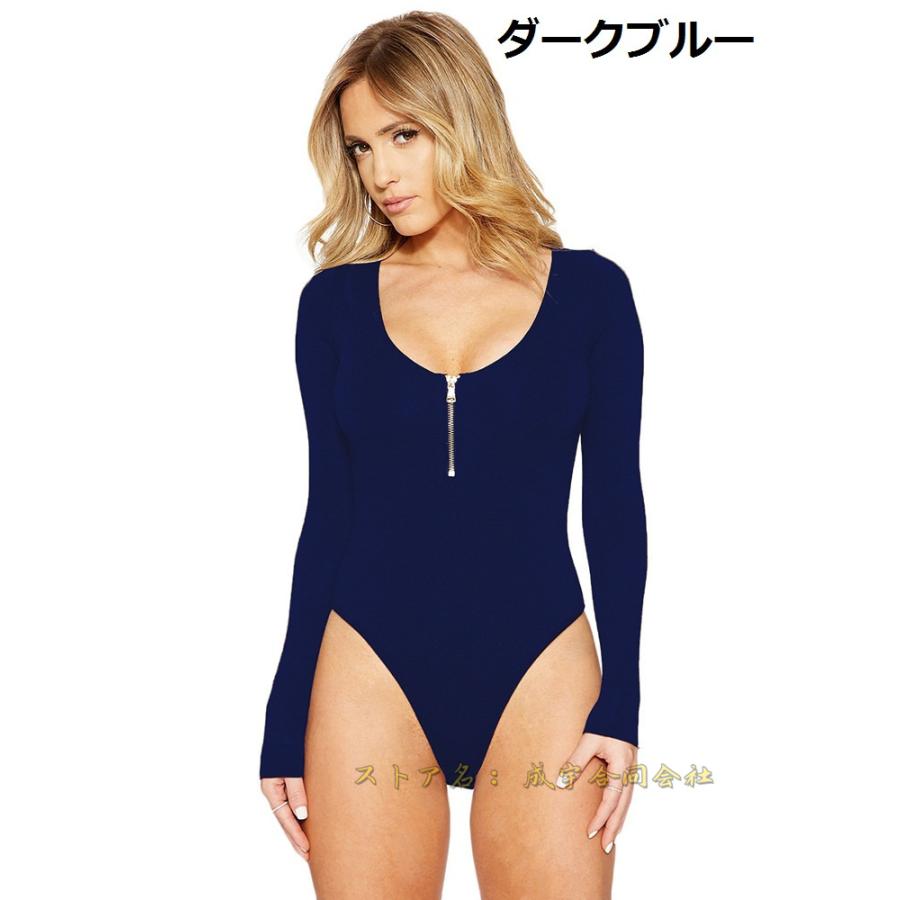 ボンデージ ボディコン ボディースーツ レディース 長袖トップス T