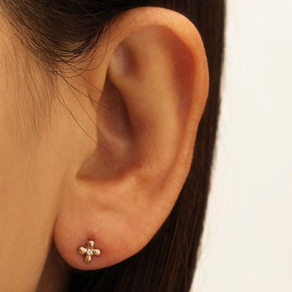 クロス ピアス ダイヤモンド ダイヤピアス クロスピアス スタッド