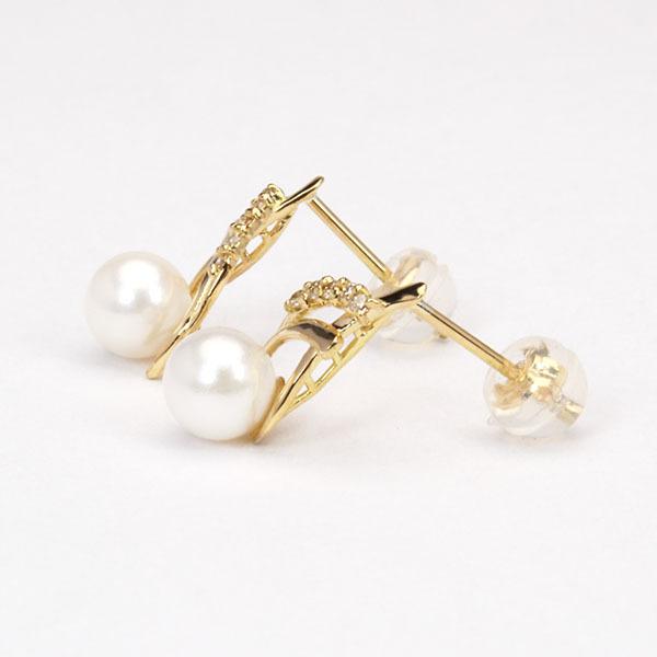 ピアス パール 真珠 アコヤ 本真珠 ダイヤモンド ダイヤ スタッド