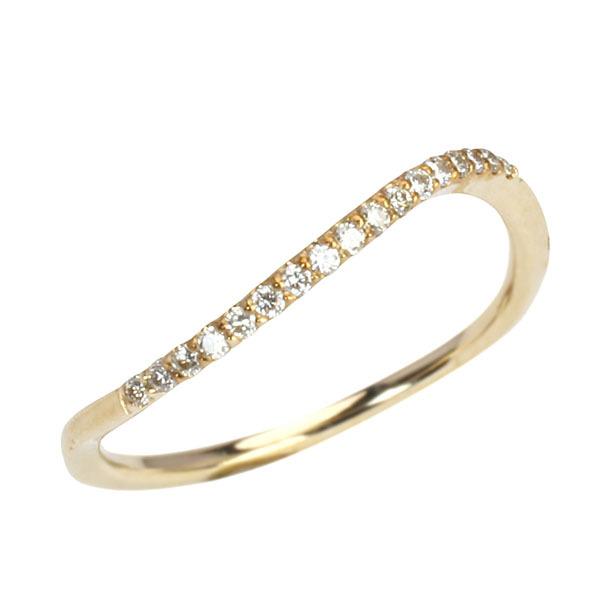 イエローゴールド 指輪 ピンキーリング ダイヤモンド レディース k18