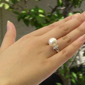 パール 指輪 真珠 リング 南洋白蝶真珠 ダイヤモンド pt900 プラチナ